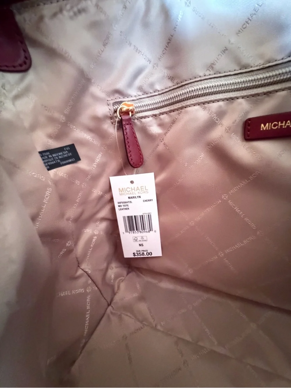 Michael Kors Marilyn MD Tote Shoulder Bag Cherry